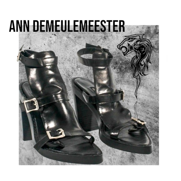Ann Demeulemeester Shoes - GUC Ann Demeulemeester black leather buckle and block heel 7 1/2